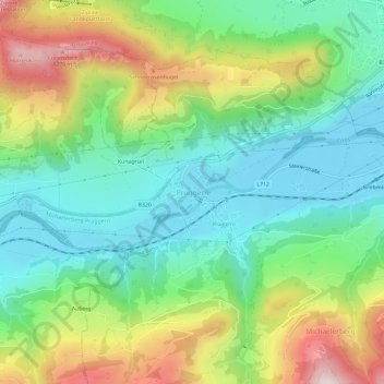 Mapa topográfico Pruggern, altitude, relevo