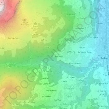 Mapa topográfico Phitherne, altitude, relevo