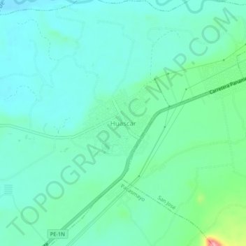 Mapa topográfico Huascar, altitude, relevo