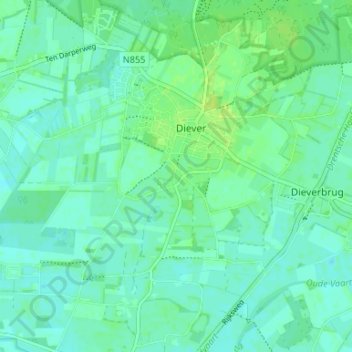 Mapa topográfico Oldendiever, altitude, relevo