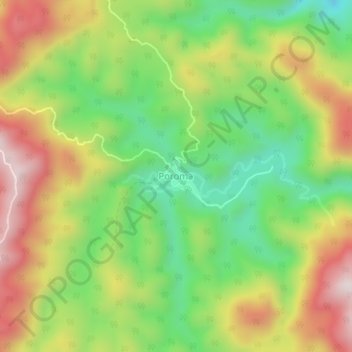 Mapa topográfico Poroma, altitude, relevo