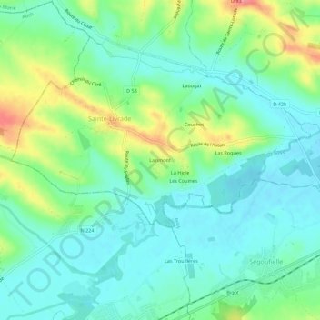 Mapa topográfico Lazimont, altitude, relevo