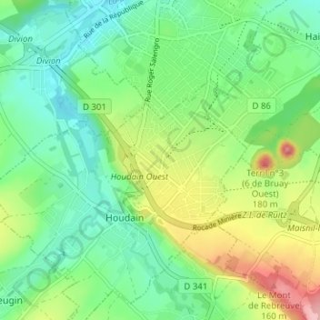 Mapa topográfico Le Haut, altitude, relevo