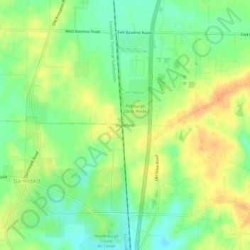 Mapa topográfico Inglefield, altitude, relevo