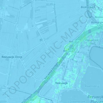 Mapa topográfico Oud-Reeuwijk, altitude, relevo