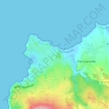Mapa topográfico Inglemare, altitude, relevo