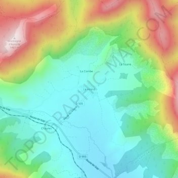 Mapa topográfico Le Villard, altitude, relevo