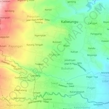 Mapa topográfico Mukiran, altitude, relevo