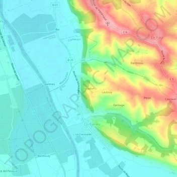 Mapa topográfico Terrefort, altitude, relevo
