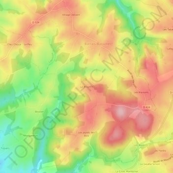 Mapa topográfico La Bruyère, altitude, relevo