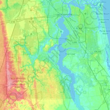 Mapa topográfico Fleming Island, altitude, relevo