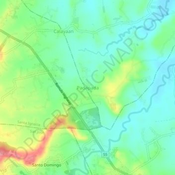 Mapa topográfico Padapada, altitude, relevo