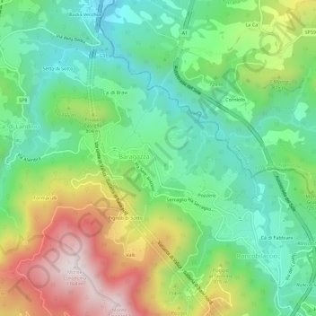 Mapa topográfico Bronia, altitude, relevo