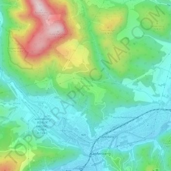 Mapa topográfico Pötschen, altitude, relevo