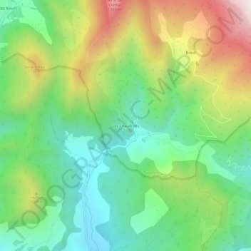 Mapa topográfico Les Chaudrons, altitude, relevo