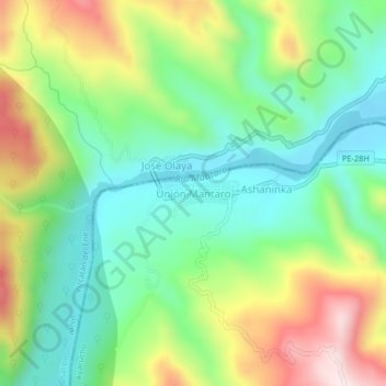 Mapa topográfico Unión Mantaro, altitude, relevo