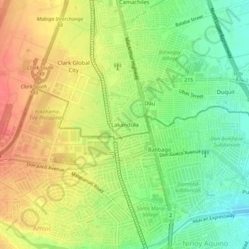 Mapa topográfico Lakandula, altitude, relevo