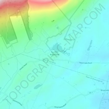 Mapa topográfico Rutsonville, altitude, relevo