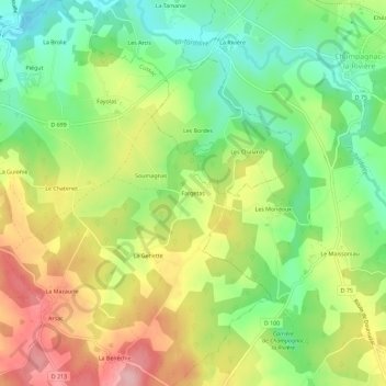 Mapa topográfico Fargetas, altitude, relevo
