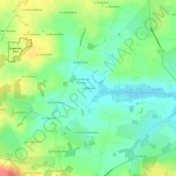Mapa topográfico Le Brossay, altitude, relevo