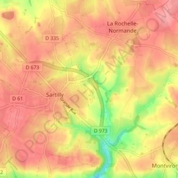 Mapa topográfico Le Manoir, altitude, relevo