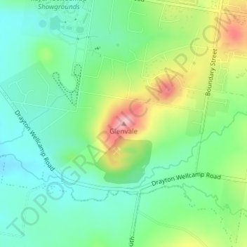 Mapa topográfico Glenvale, altitude, relevo