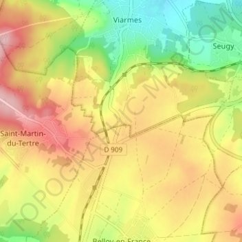 Mapa topográfico L'Orme, altitude, relevo