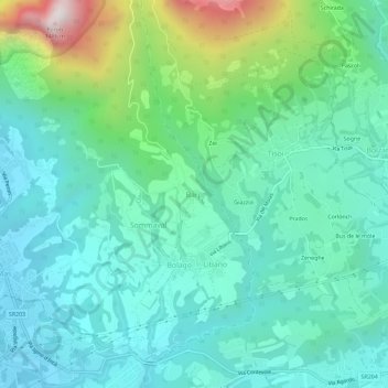 Mapa topográfico Barp, altitude, relevo