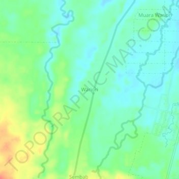 Mapa topográfico Wariori, altitude, relevo