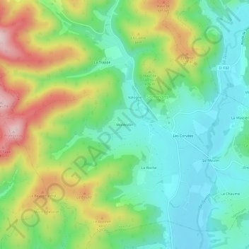 Mapa topográfico Montcelin, altitude, relevo