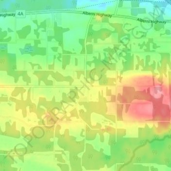 Mapa topográfico Errington, altitude, relevo