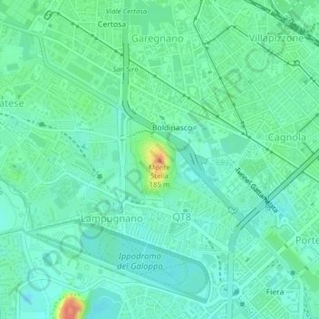 Mapa topográfico Monte Stella, altitude, relevo