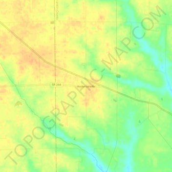 Mapa topográfico Andersonville, altitude, relevo