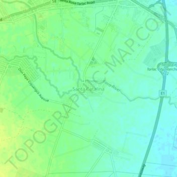 Mapa topográfico Santa Catalina, altitude, relevo