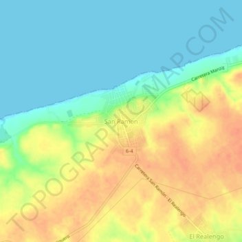 Mapa topográfico San Ramon, altitude, relevo