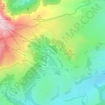 Mapa topográfico Super Besse, altitude, relevo