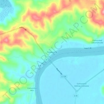 Mapa topográfico Tranapuente, altitude, relevo