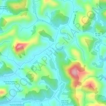 Mapa topográfico Babilônia, altitude, relevo
