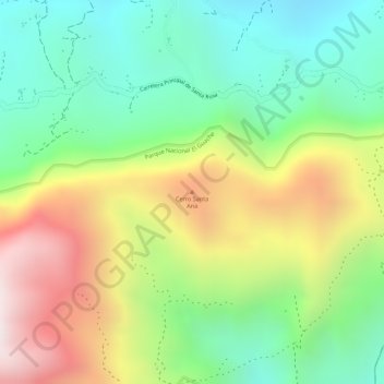 Mapa topográfico Cerro Santa Ana, altitude, relevo