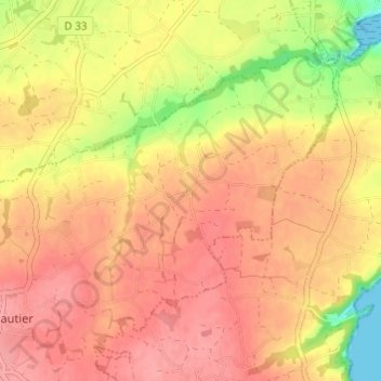 Mapa topográfico Saint-Adrien, altitude, relevo