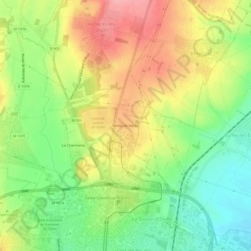 Mapa topográfico Rente de Valmy, altitude, relevo