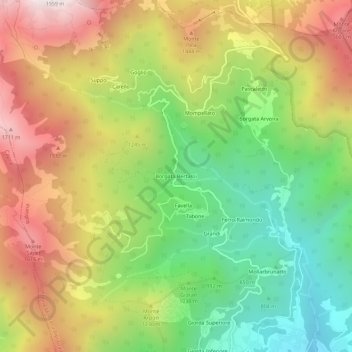 Mapa topográfico Borgata Bertassi, altitude, relevo