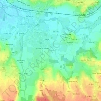 Mapa topográfico Les Clayes, altitude, relevo