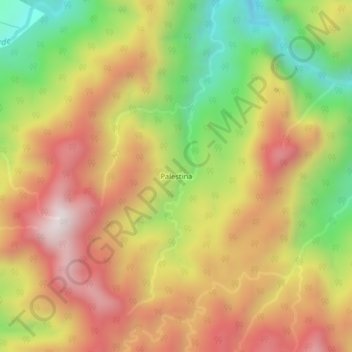 Mapa topográfico Palestina, altitude, relevo