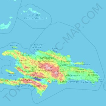 Mapa topográfico Puerto Plata, altitude, relevo
