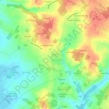 Mapa topográfico La Croix, altitude, relevo