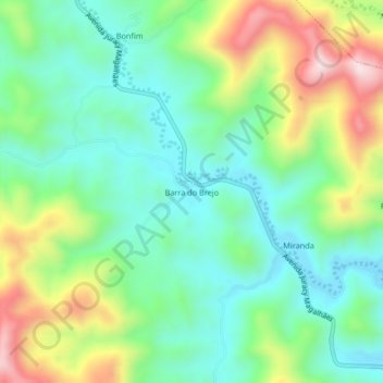 Mapa topográfico Barra do Brejo, altitude, relevo