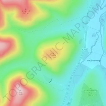 Mapa topográfico Doddin, altitude, relevo