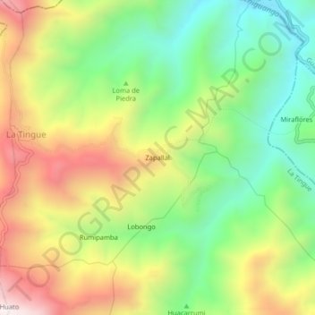 Mapa topográfico Zapallal, altitude, relevo
