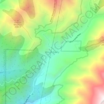Mapa topográfico Mount Baldy, altitude, relevo